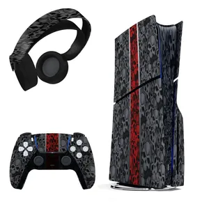 برچسب کنسول بازی پلی استیشن 5 اسلیم هاماگراف مدل redline skull مناسب برای دستگاه دیسک خور