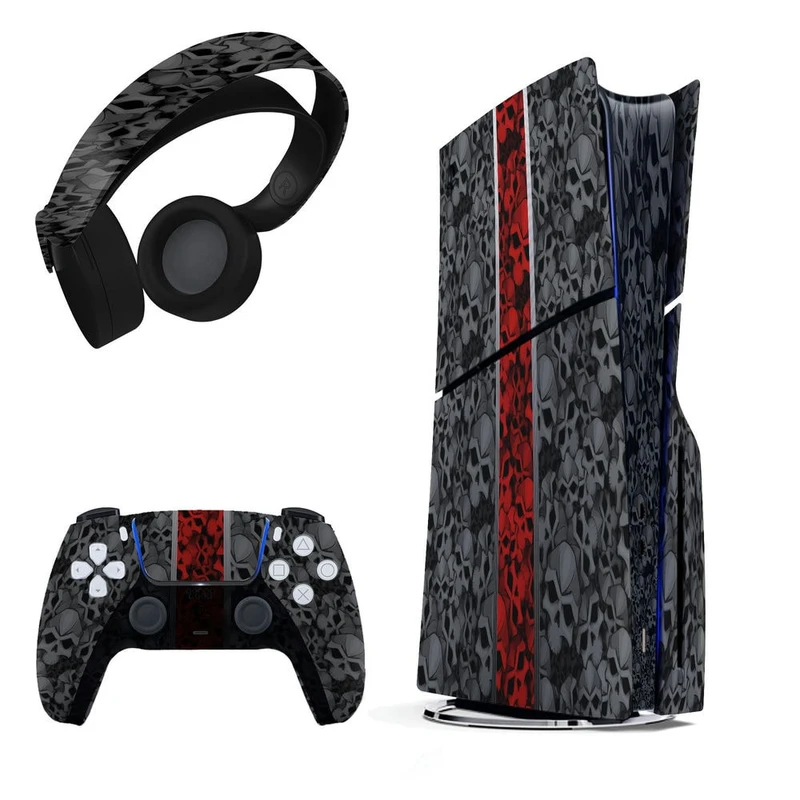 برچسب کنسول بازی پلی استیشن 5 اسلیم هاماگراف مدل redline skull مناسب برای دستگاه دیسک خور