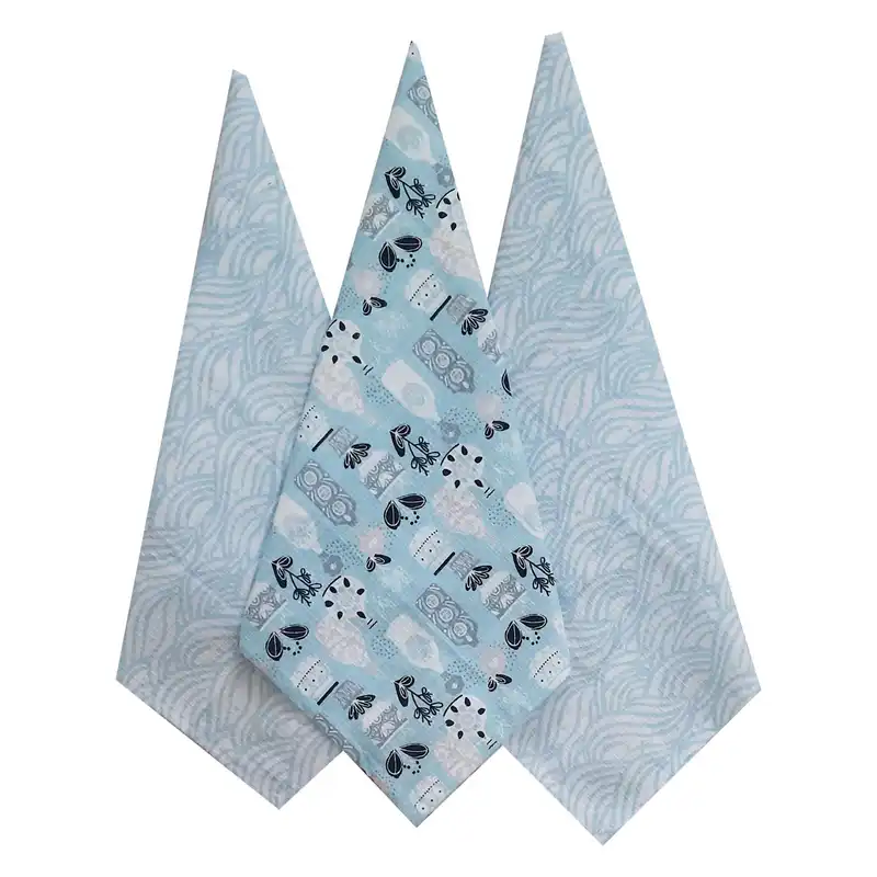 دستمال آشپزخانه مدل پارچه ای طرح گل و گلدان بسته 3 عددی