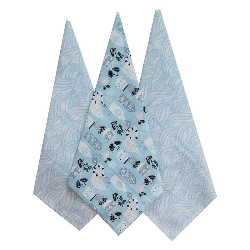 دستمال آشپزخانه مدل پارچه ای طرح گل و گلدان بسته 3 عددی