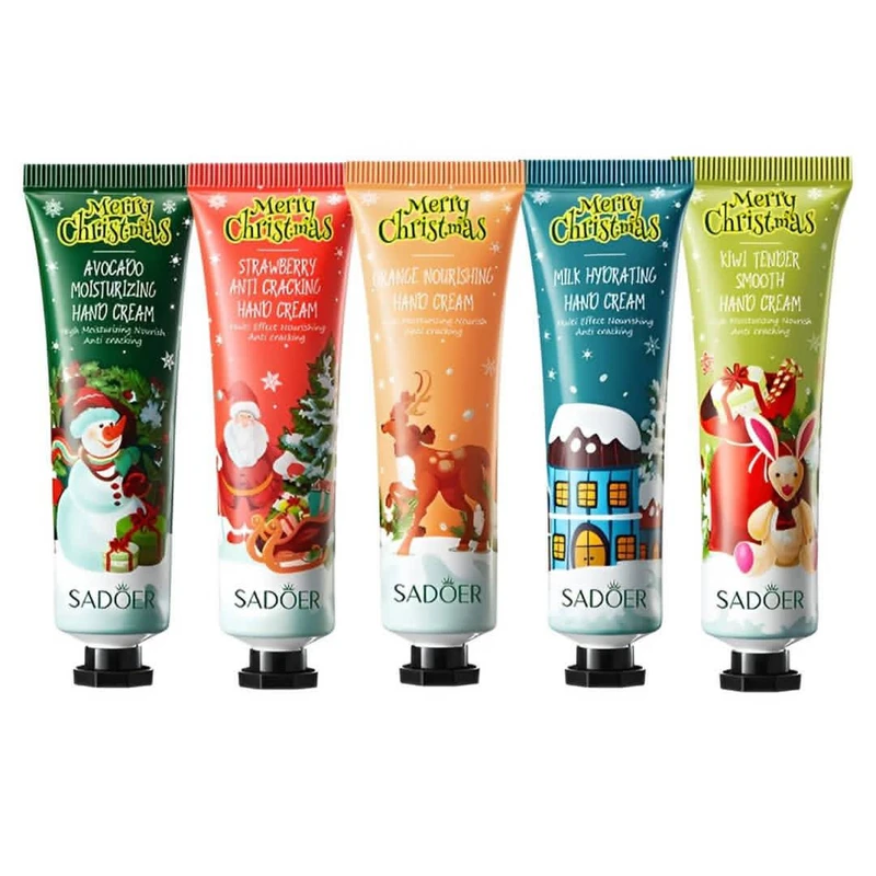 کرم مرطوب کننده دست و صورت سادور مدل کریسمس مناسب برای انواع پوست وزن 30 گرم بسته 5 عددی