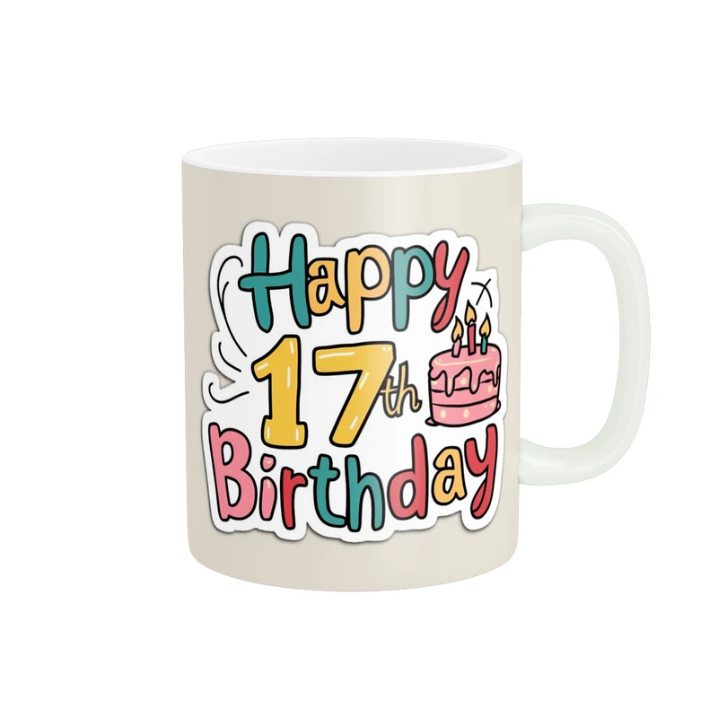 ماگ پادآفرین مدل تولدی طرح تولدت مبارک عدد 17 کد p9296