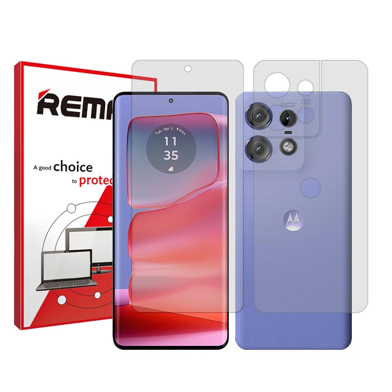 محافظ صفحه نمایش شفاف ریمکس مدل Resistant مناسب برای گوشی موبایل موتورولا Edge 50 Pro به همراه محافظ پشت گوشی
