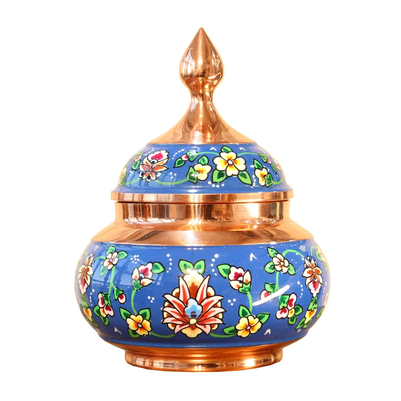 قندان مسی صنایع دستی فاخر مدل پرداز طرح اسلیمی کد Glorina14p11