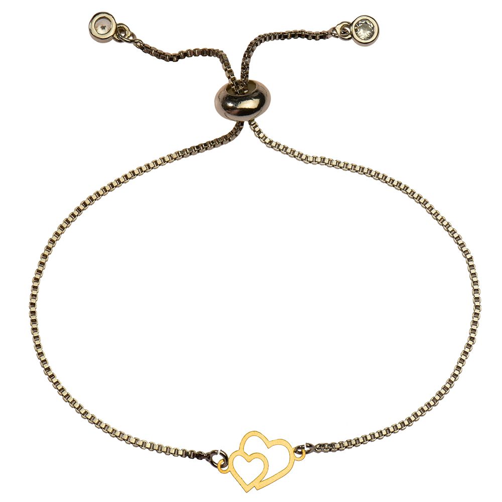 دستبند طلا 18 عیار دخترانه کرابو طرح دو قلب مدل Krd1133 -  - 1