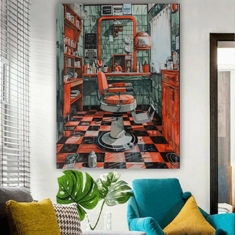  تابلو بوم مدل آرایشگاه مردانه فانتزی کد FP104690