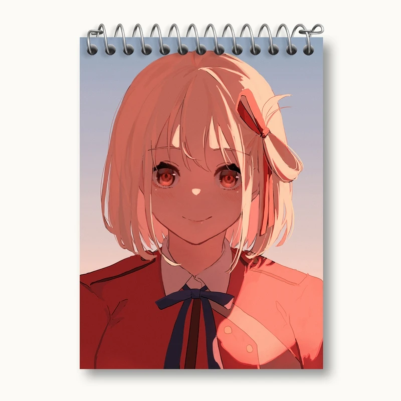 دفتر یادداشت 50 برگ خندالو مدل چیساتو انیمه لیکوریس ریکویل Lycoris Recoil کد 22964