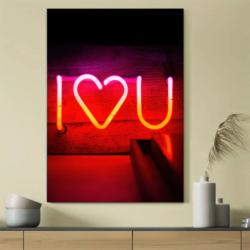 تابلو شاسی مدل نئونی طرح I LOVE YOU کد 7831