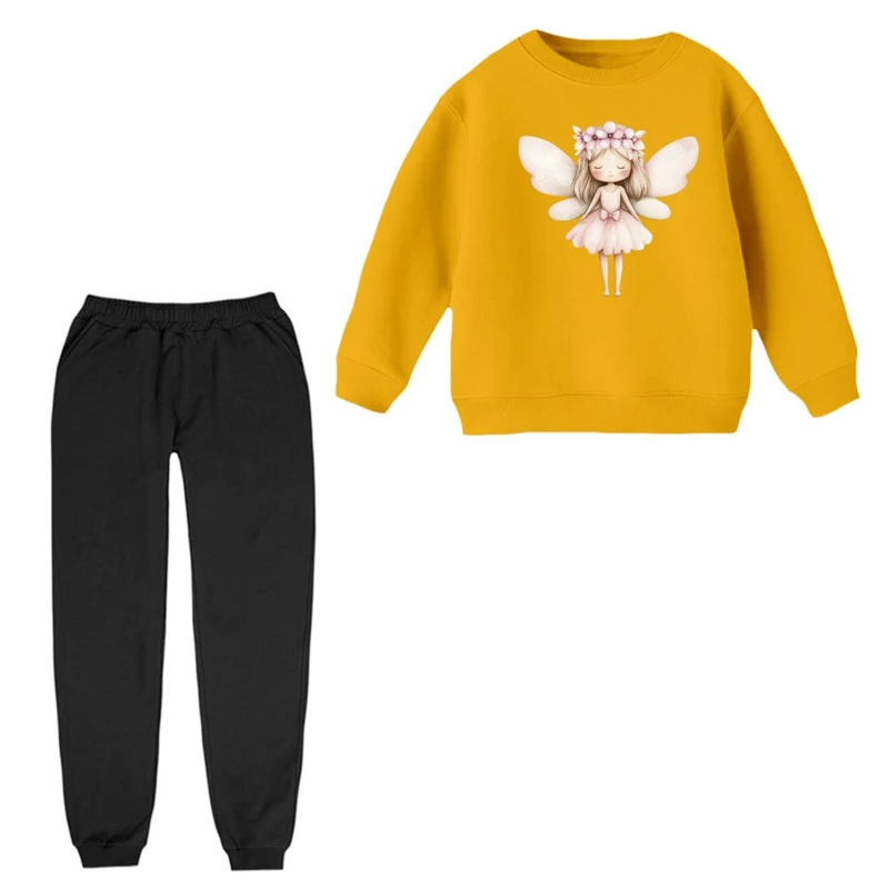 ست سویشرت و شلوار راحتی بچگانه مدل دخترک و فرشته کد 15 