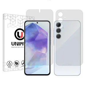 UNIPRO Explosion Proof model transparent screen protector suitable for Samsung Galaxy A55 mobile phone along with the back protector