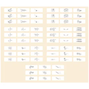 برچسب طرح گل مینیمال کد 003 مجموعه 63 عددی