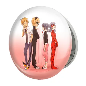 آینه جیبی خندالو طرح پسر گربه ای و دختر کفشدوزکی مدل تاشو کد 24999 