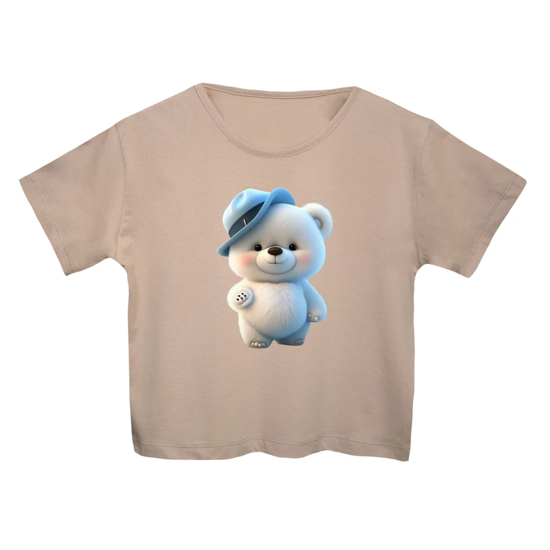 کراپ‌تی شرت آستین کوتاه زنانه مدل خرس فانتزی