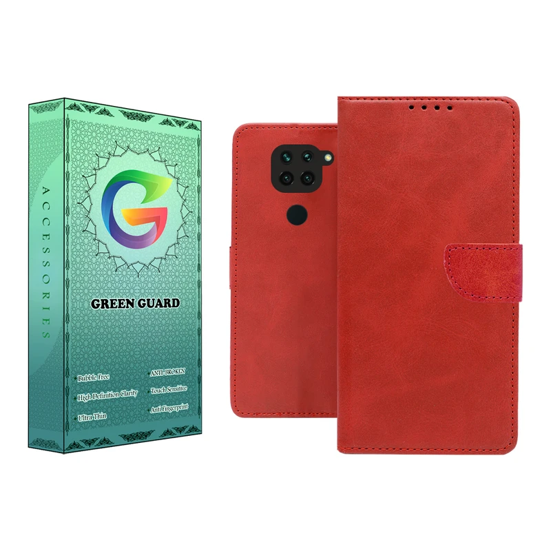 کیف کلاسوری گرین گارد مدل چرمی مگنتی کد RED-R10 مناسب برای گوشی موبایل شیائومی Redmi Note 9
