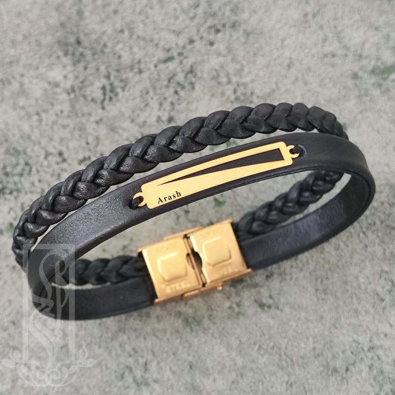 دستبند طلا 18 عیار مردانه لیردا مدل اسم آرش 13400
