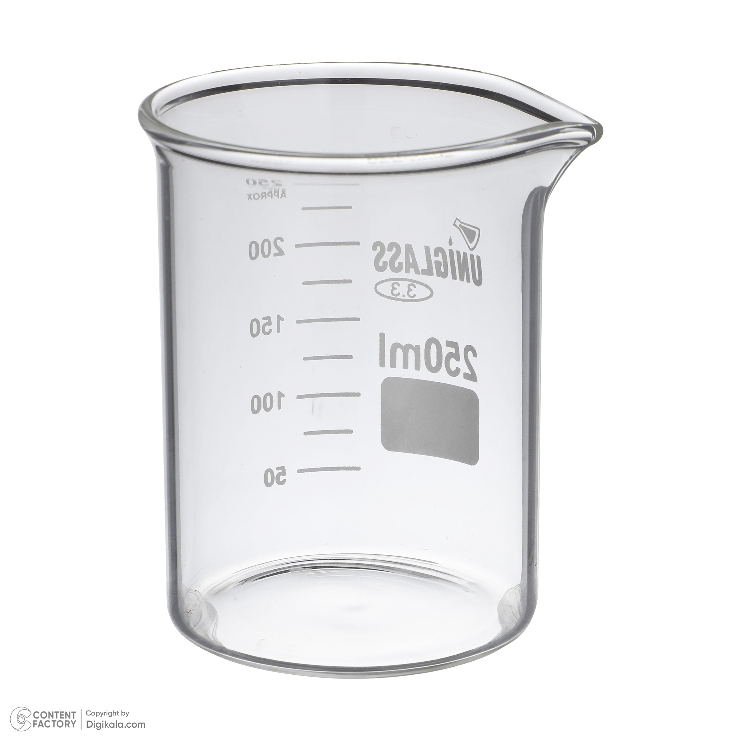 بشر آزمایشگاه یونی گلس مدل H01 ظرفیت 250 میلی لیتر بسته 2 عددی