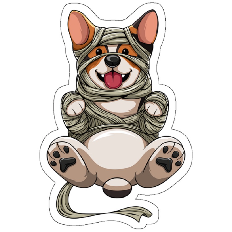 استیکر لپ تاپ مدل Halloween Mummy Corgi