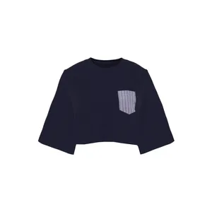 کراپ‌تاپ آستین کوتاه زنانه بنیس مدل ماین رنگ سورمه ای