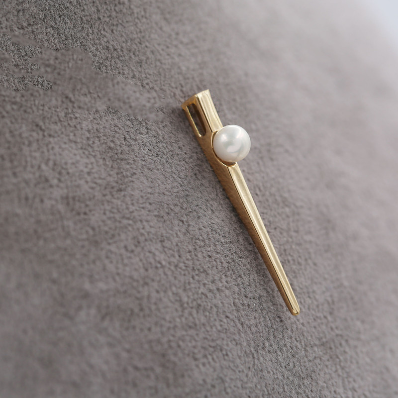 آویز گردنبند طلا 18 عیار زنانه الی گالری مدل خط و مروارید