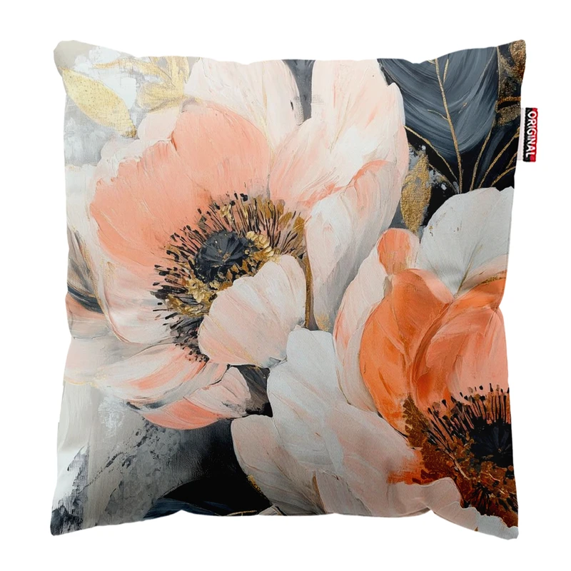 کوسن پاد آفرین مدل مینیمال طرح گل و برگ کد PK303527 سایز 30*30 سانتی متر