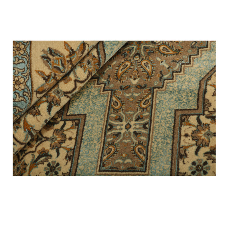 فرش نیمه دستبافت شش و نیم متری طرح گل ابریشم کد 543892