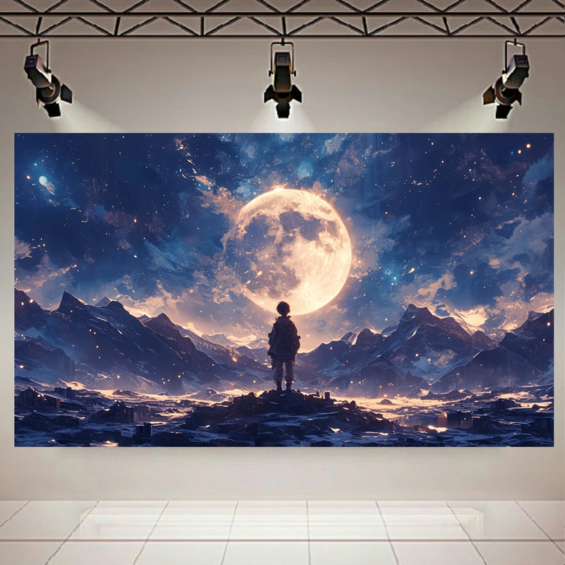  تابلو بوم طرح مخمل ماه مدل انیمه کد AR302501