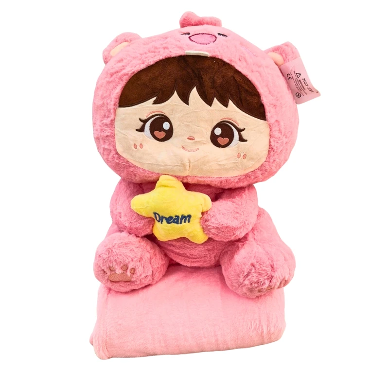 عروسک پتویی مدل دختر طرح لباس لوتسو کد A01 ارتفاع 45 سانتی متر