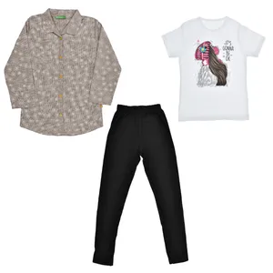 ست 3 تکه لباس دخترانه کد PSH3-TP