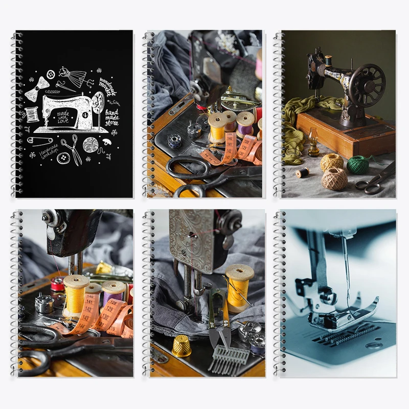 دفتر زبان 50 برگ خندالو مدل دو خط طرح چرخ خیاطی کد 592 مجموعه 6 عددی