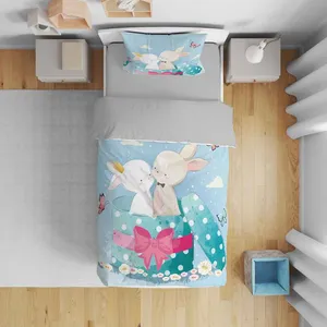 سرویس روتختی نوپه هوم مدل خرگوش ها T5877 تک نفره 5 تکه