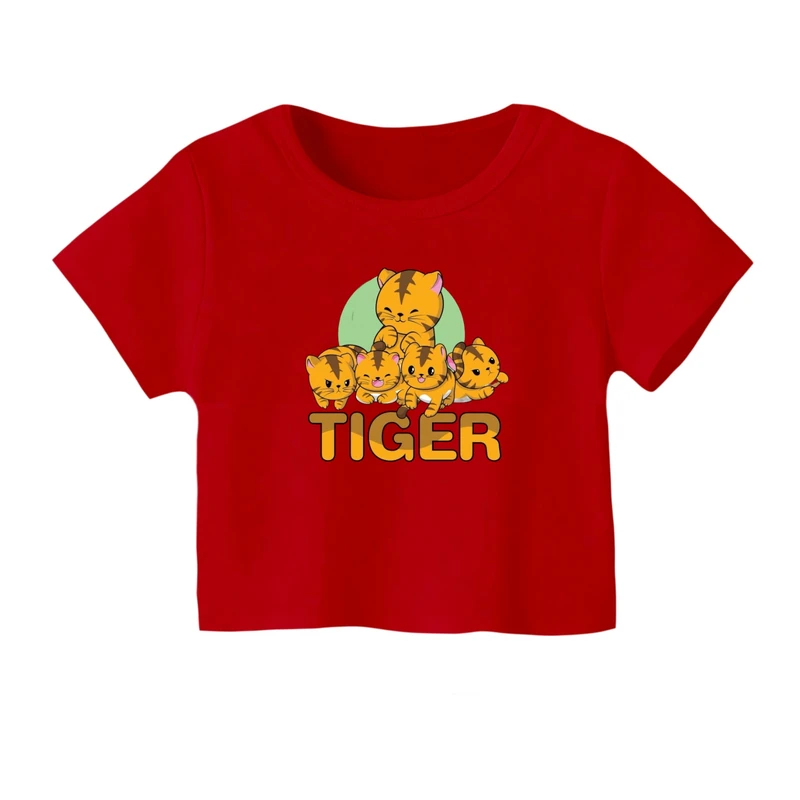 کراپ‌ تی‌شرت آستین کوتاه زنانه مدل ببر کد ۶