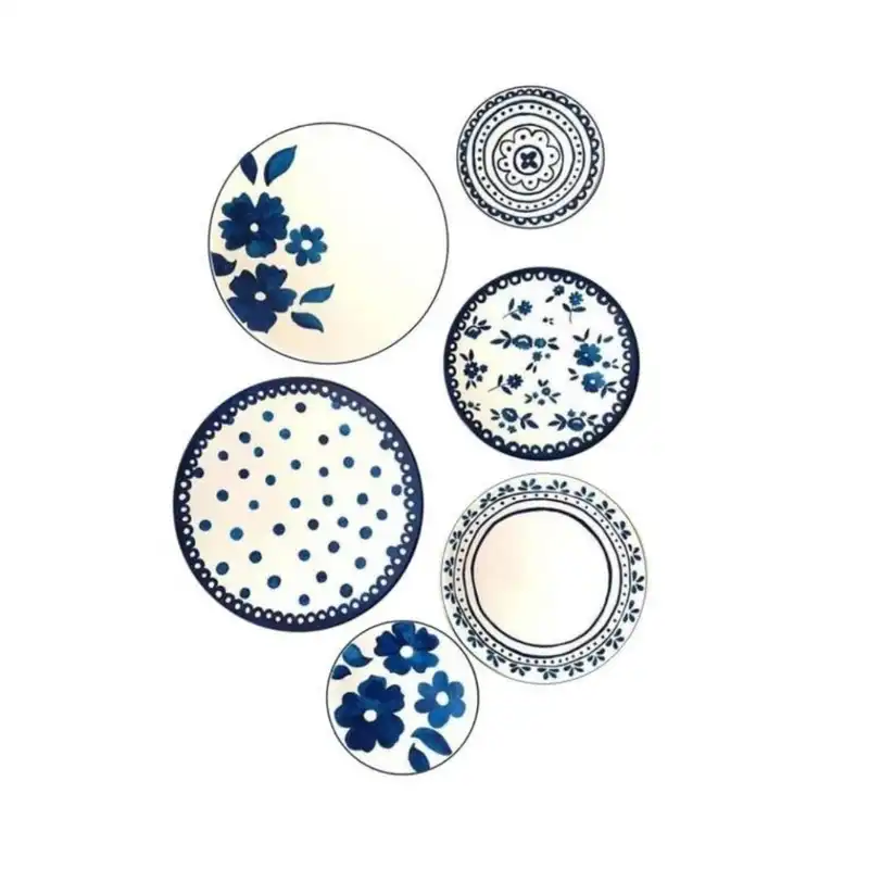 بشقاب دیوارکوب سفالی طرح مینیمال کد 44 مجموعه 6 عددی