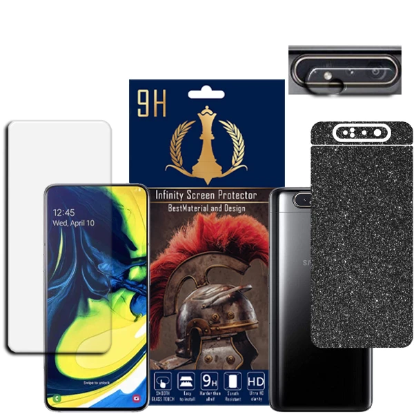  برچسب پوششی اینفینیتی مدل PRO MAX مناسب برای گوشی موبایل سامسونگ GALAXY A80 به همراه محافظ صفحه نمایش و محافظ لنز دوربین
