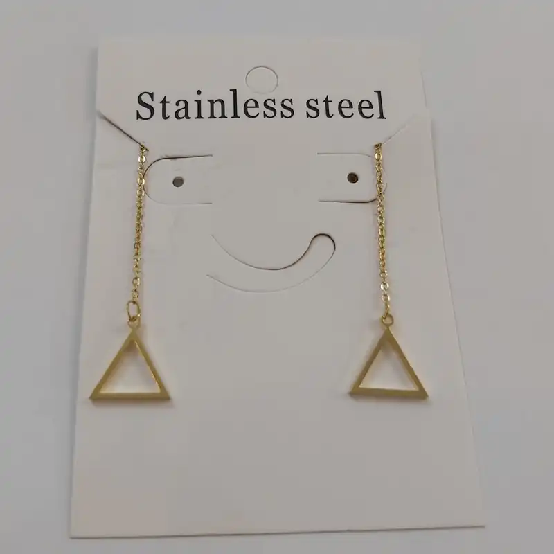 گوشواره زنانه استینلس استیل مدل بخیه طرح مثلث کد shape115 (لطفا کد را تغییر ندهید تشکر)