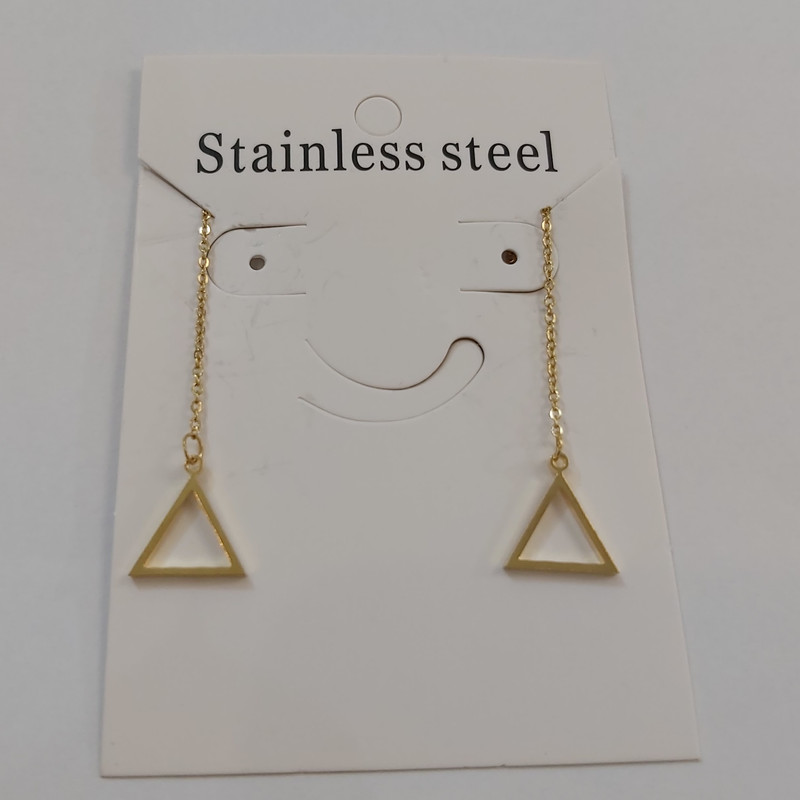 گوشواره زنانه استینلس استیل مدل بخیه طرح مثلث کد shape115 (لطفا کد را تغییر ندهید تشکر)