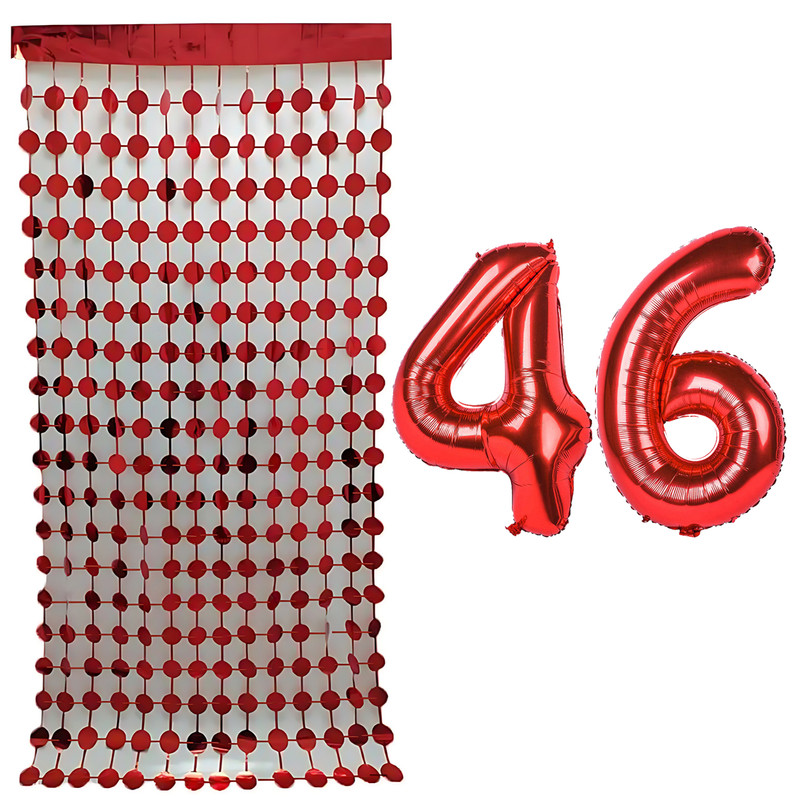 بادکنک فویلی مسترتم طرح عدد 46 به همراه ریسه تزئینی بسته 3 عددی