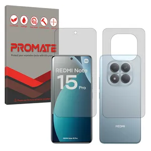 Promate Resistant model matte screen protector suitable for Xiaomi Redmi Note 15 Pro 4G Mobile phone along with the back protector