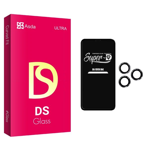 محافظ صفحه نمایش آسدا مدل DS SuperD مناسب برای گوشی موبایل اپل iPhone 12 Pro Max  به همراه محافظ لنز گوشی