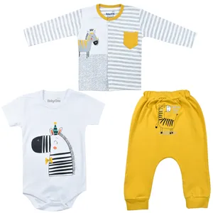 ست 3 تکه لباس نوزادی بی بی وان مدل هپی زبرا