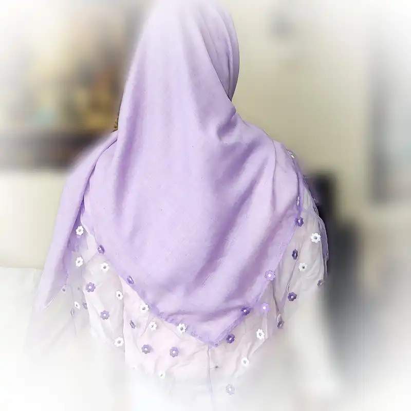 روسری زنانه مدل وال نخ حاشیه تور گلدوزی مجلسی