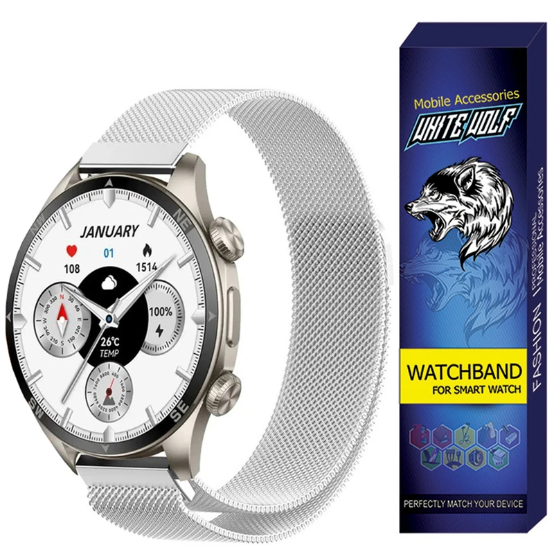 بند وایت ولف مدل WB-Mil مناسب برای ساعت هوشمند گلوریمی GX SPORT 22mm
