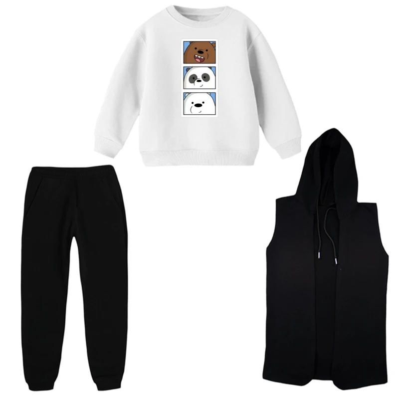 ست 3 تکه لباس راحتی بچگانه مدل خرس های کله فندقی کد 2