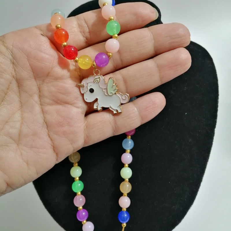 گردنبند دخترانه مدل یونیکورن