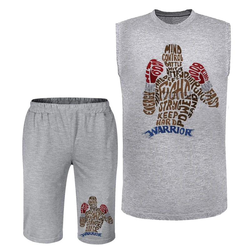 ست تاپ و شلوارک مردانه مدل بوکس  A493 رنک طوسی