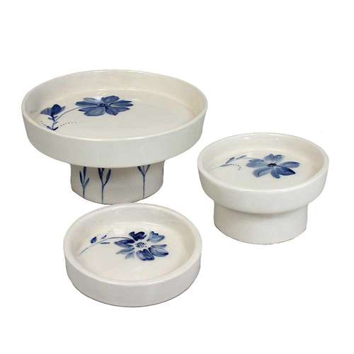 ست 3 تکه ظرف پذیرایی سرامیکی طرح پایه دار