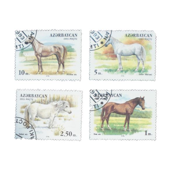 تمبر یادگاری مدل اسب کد DS1564 مجموعه 4 عددی