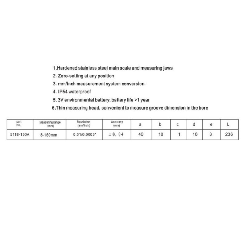 کولیس دیجیتال مدل sf-6 گستره 0-150 میلیمتری