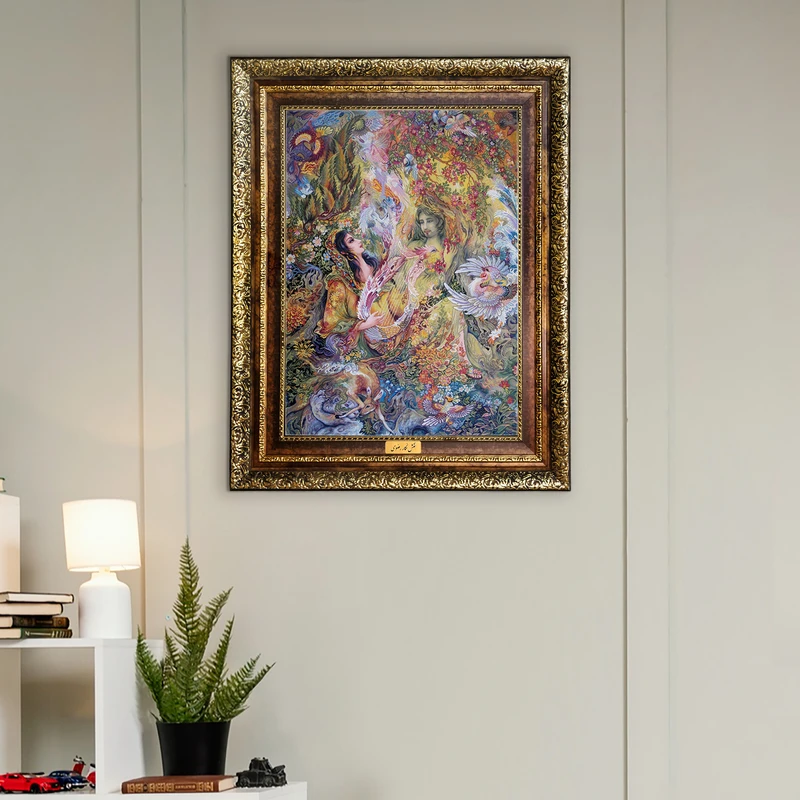 تابلو فرش ماشینی نقش نگار رضوی طرح مینیاتور کد 1436KH