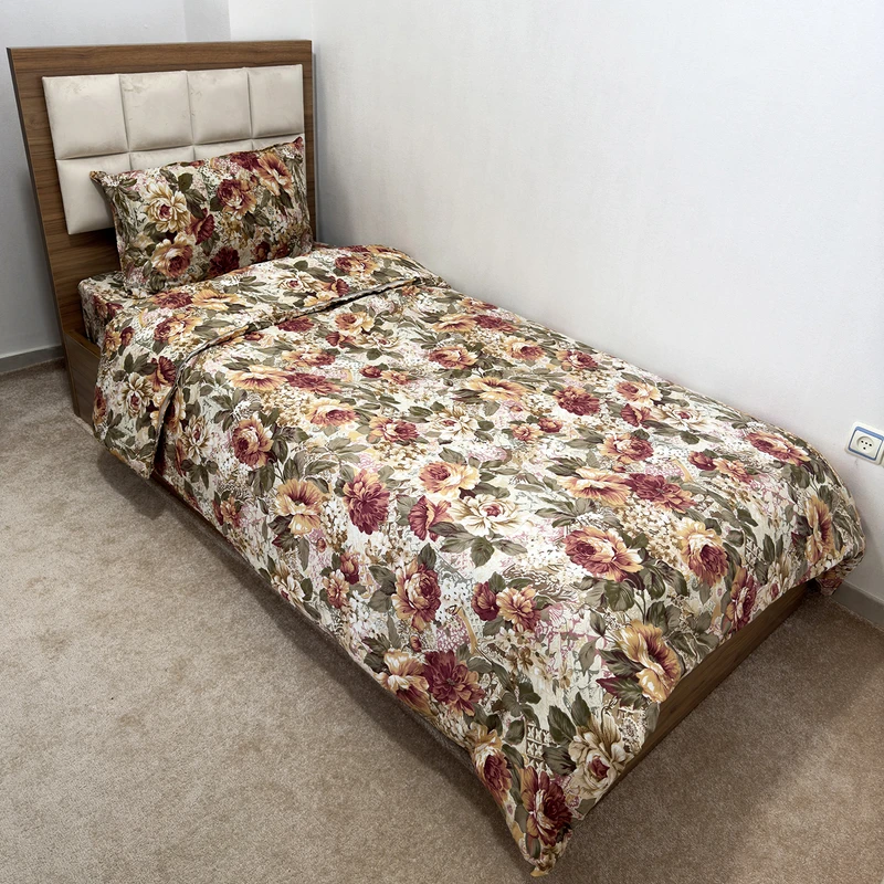 سرویس ملحفه ناتوسا مدل گلدن رز کد 90 یک نفره سه تکه