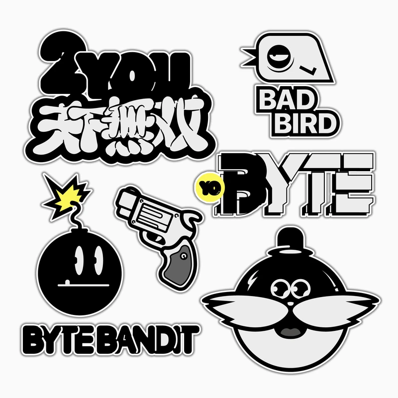 استیکر لپ تاپ و موبایل بووم طرح سایبر پانک مدل Bad Bird کد MA138 مجموعه 7 عددی
